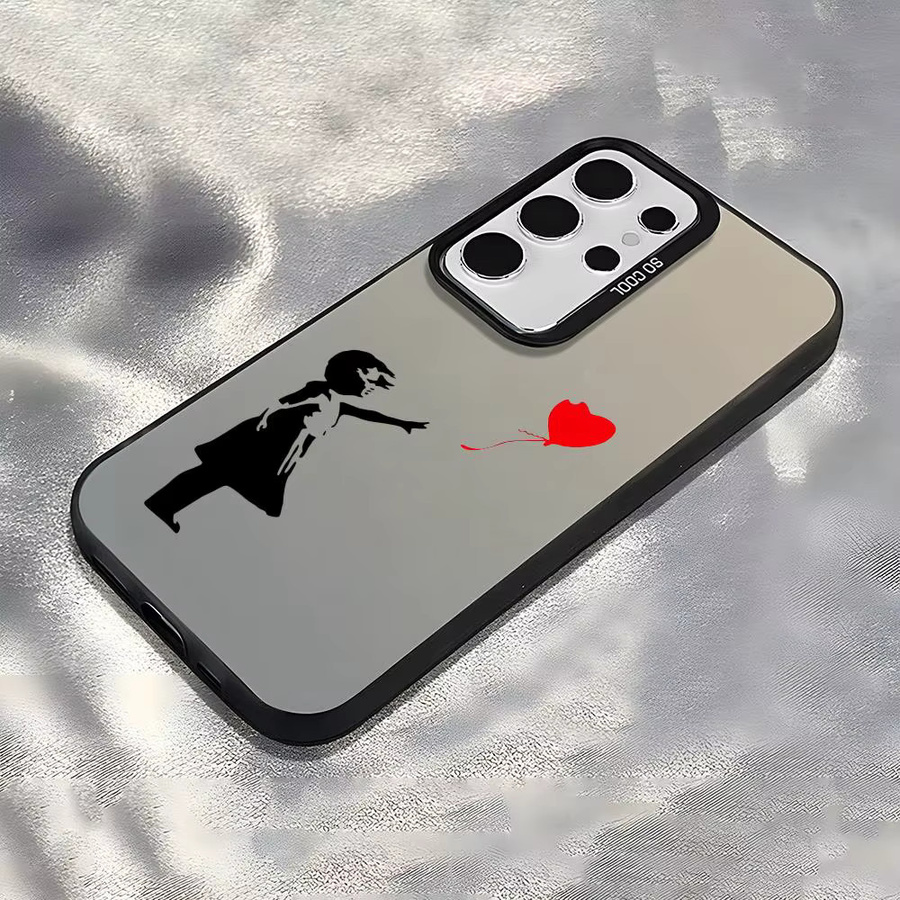 Silberne Silikon Schutzhülle im Banksy Kunst Design für Samsung Galaxy S25 S24 S23 S22 S21 S20 Ultra - Bild 2