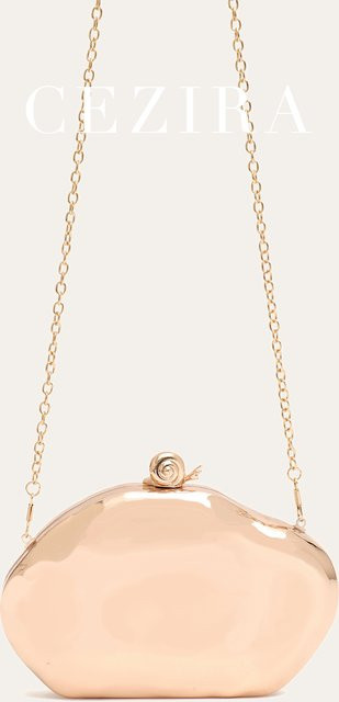 CEZIRA Clutch Damen, Schneckendekor, Metall, mit langer Kette - Bild 1