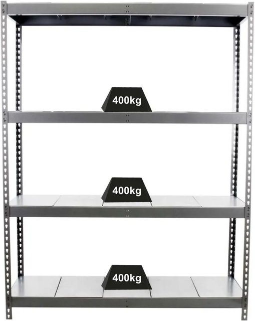 PROREGAL Schwerlastregal Metal Beast Four Grau, 4 Fachböden, H x B x T: 200 x 240 x 75 cm, Fachlast 400 kg - Bild 1