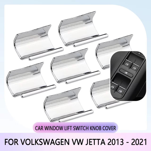 BHESUO 7-teiliges Set Fensterheber Schalter Abdeckungen in Chrom für Volkswagen VW Jetta 2013 - 2021, Farbe: Silber - Bild 1