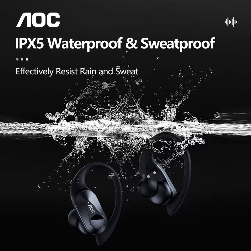 AOC ACT3521 OWS Bluetooth Ohrbügel-Kopfhörer in Schwarz mit Leistungsanzeige für Sport und Gaming - Bild 3