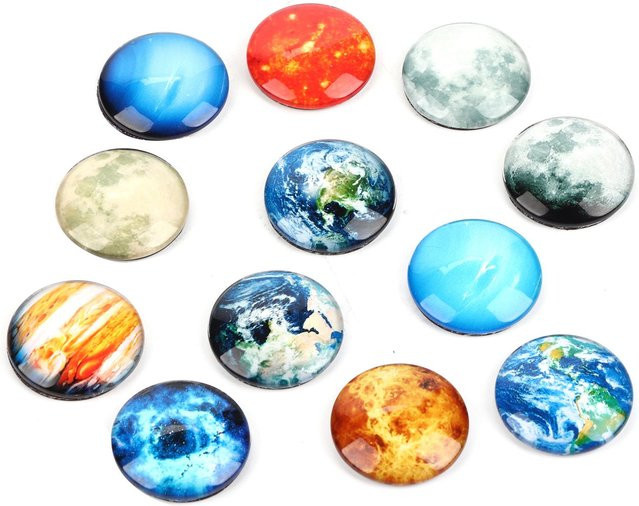 Tooarts Premium Planeten Kühlschrankmagnete Set aus Glas, 12 Stück, Multicolour - Bild 1