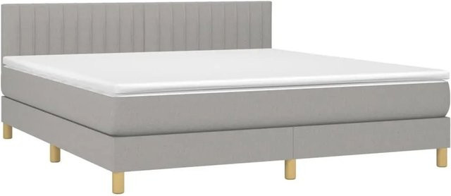 vidaXL Boxspringbett mit Matratze in Hellgrau, Hybridbett mit LED-Unterbettbeleuchtung und USB-Ladeanschluss, B/T: 180 x 200 cm - Bild 1