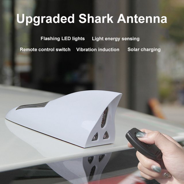 AMSYD Auto Solar LED Anti Kollision Warnleuchten Universal Shark Fin Antenne Zubehör D10B - Bild 1
