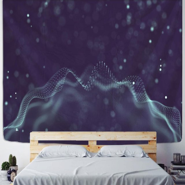 Super Six Wandteppich Sternenhimmel Welle in Blau, moderner abstrakter Wandbehang mit grafischem Design, Breite: 95 cm, Höhe: 70 cm - Bild 1