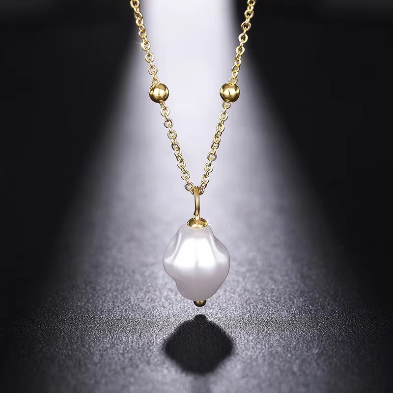 Huitan Halskette mit Anhänger, Perle, Gold, Damen - Bild 2
