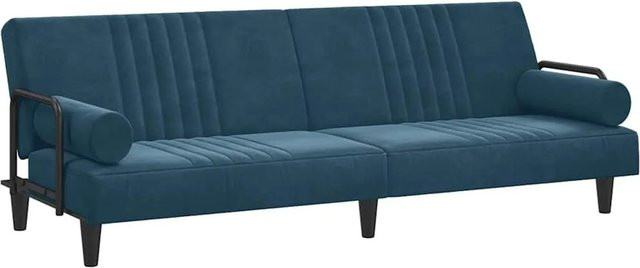 vidaXL Schlafsofa mit Armlehnen und Schlaffunktion aus blauem Samt mit Holzrahmen - Bild 1