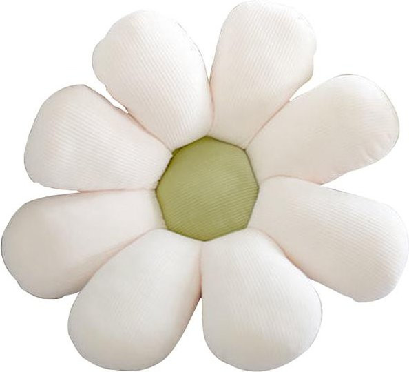 Set aus 6 dekorativen Blumenkissen mit Sonnenblumen- und Gänseblümchen-Design, weiß, Durchmesser: 40 cm - Bild 1