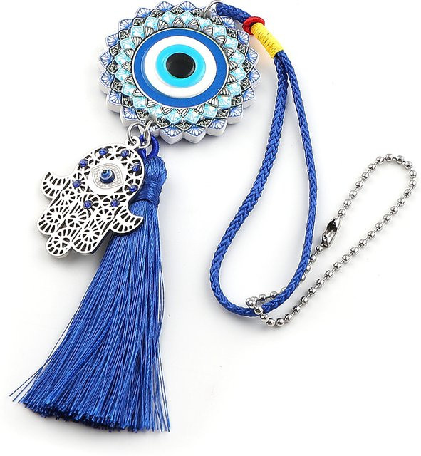 Anhänger azazel, Edelstahl, Hamsa Hand, Blaues Böses Auge, Harz, Unisex - Bild 1