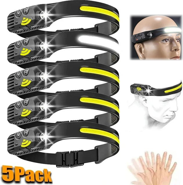 XIWANGFIRE COB-Induktionsscheinwerfer mit Bewegungssensor, USB wiederaufladbarer Akku und Taschenlampe-Funktion, Schwarz - Bild 1