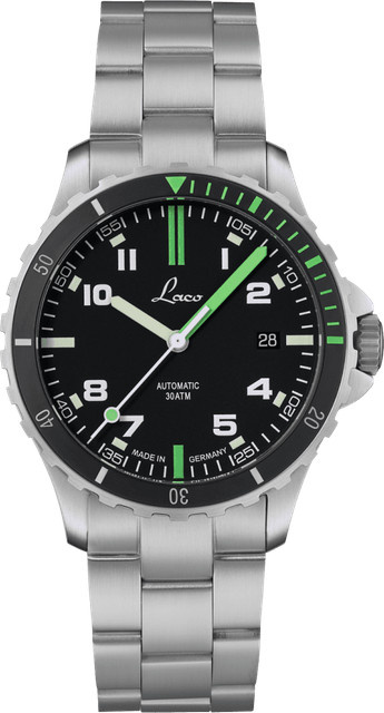 Laco Armbanduhr, Automatik, Edelstahl, Schwarz, 39 mm, 30 ATM - Bild 1