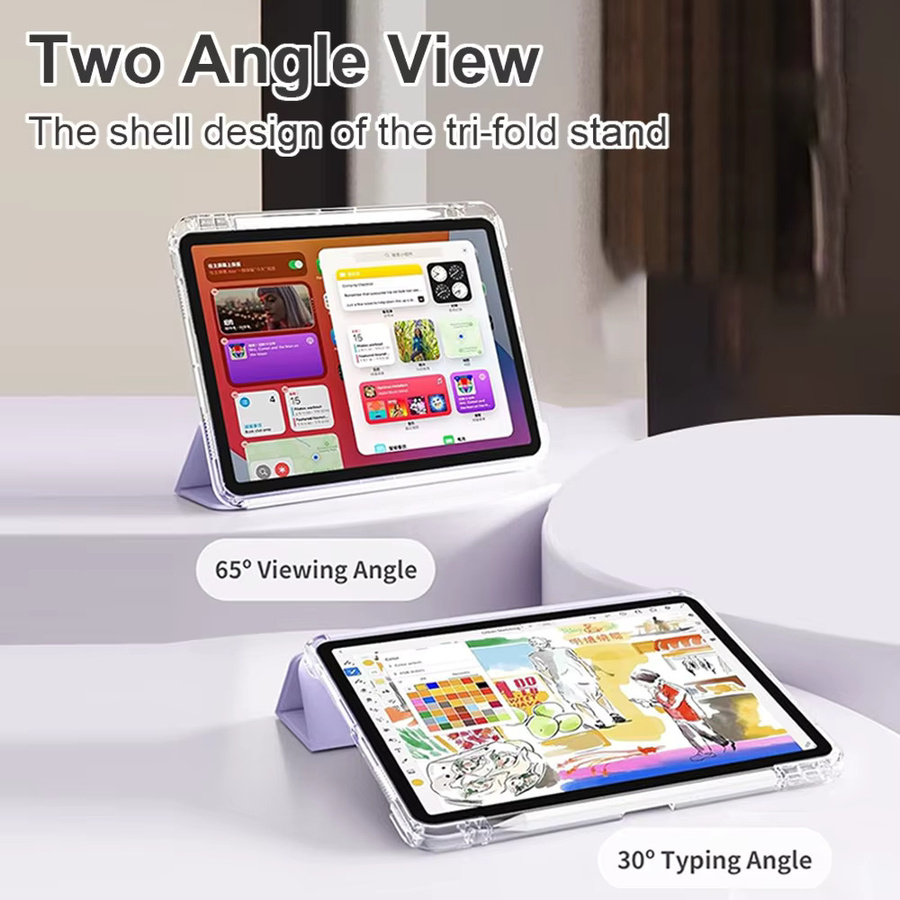 Transparente Hülle für Apple iPad mit Stifthalter-Abdeckung in Transparent und Purple - Bild 2