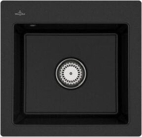 Villeroy & Boch Subway 50 S Flat bündige Keramikspüle in Schwarz mit Ablagegarnitur und Handbetätigung - Bild 1