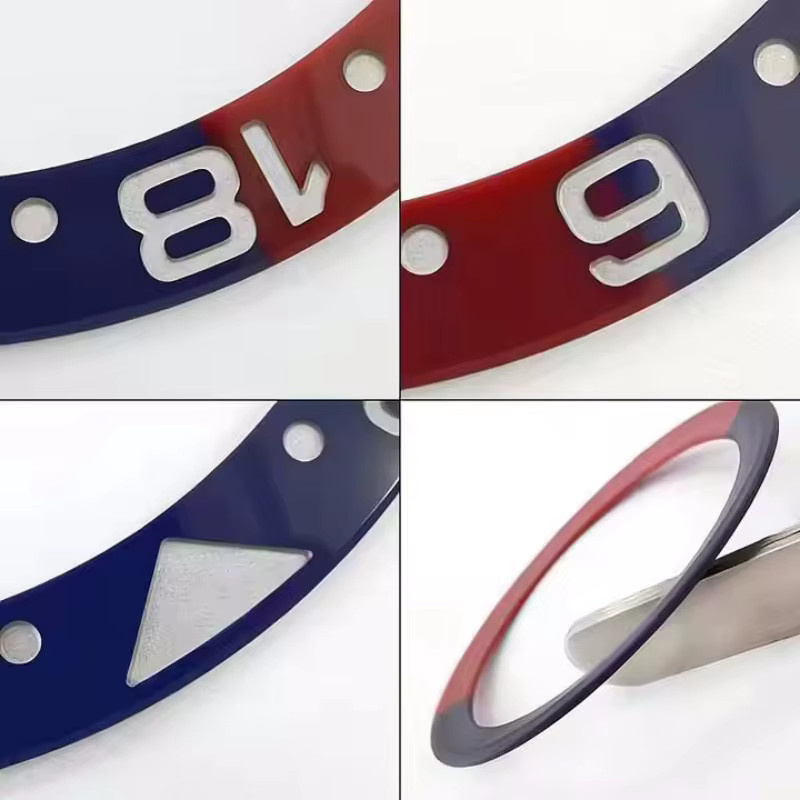 MUZIJING Uhrenlünette Keramik, Blau-Rot, 38mm - Bild 3