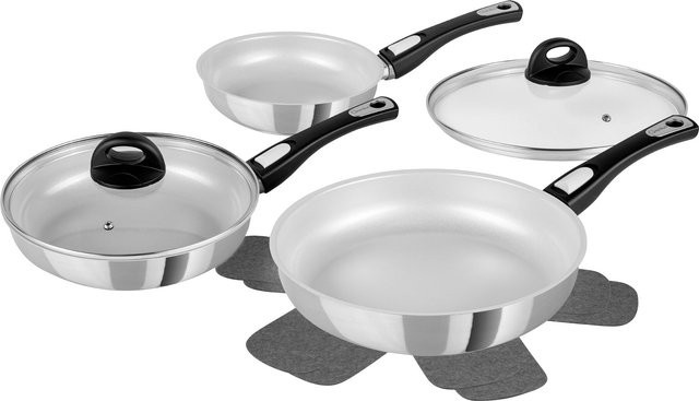 Genius Pfannen-Set Cerafit Steel, 7-teilig, Silber mit Keramikbeschichtung - Bild 1