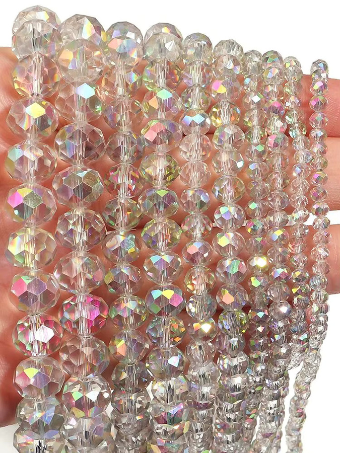 Louleur Kristallperlen, rosa Glas, transparent, facettiert - Bild 2