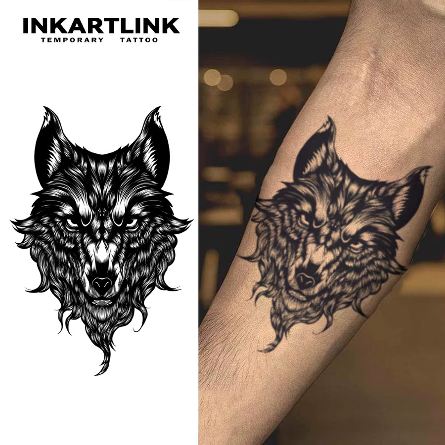 INKARTLINK Wolfskopf-Tattoo-Patch, temporäre Arm-Dekoration - Bild 2