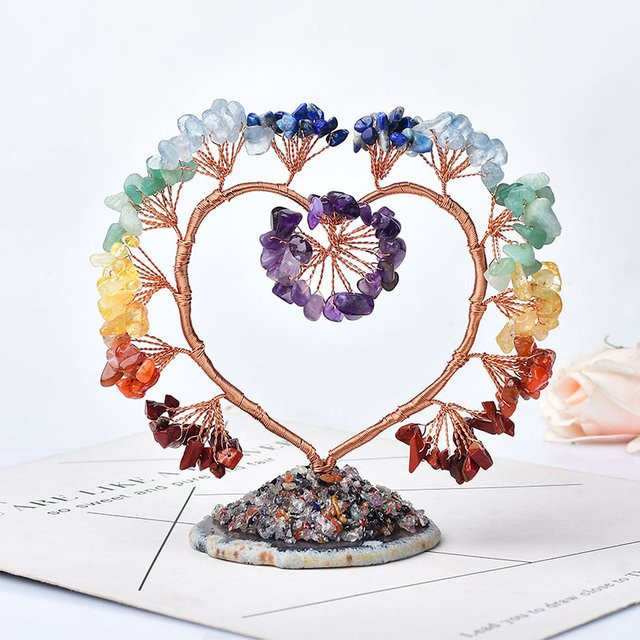 RYCRYSTAL Amethyst Glücksbaum mit Achat-Scheiben als handgemachte Edelstein-Dekoration in Mehrfarbig - Bild 1