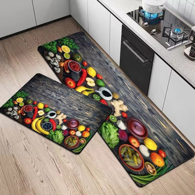 VIKAMA Teppich mit Fruchtmuster in Multicolour, rechteckige Bodenmatte für Küche, Wohnzimmer und Schlafzimmer - Bild 1