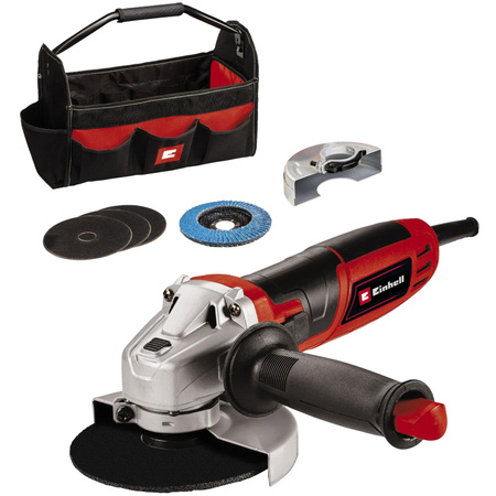 Einhell Winkelschleifer TC-AG 125/850 Kit in Rot/Schwarz mit 125 mm Scheibendurchmesser und 12000 U/min