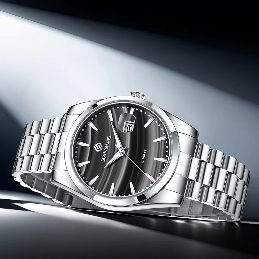 LIGE BANGWEI Armbanduhr Quarz, Edelstahl, Schwarz, Silber, Herren - Bild 2
