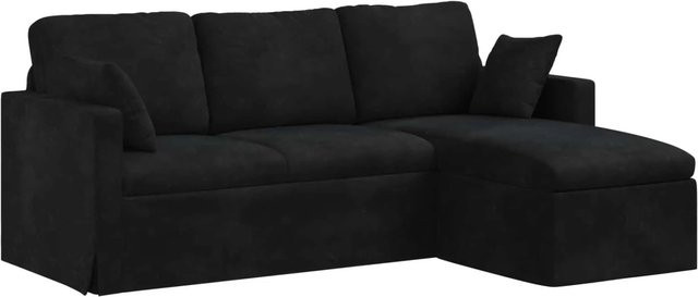 vidaXL Ecksofa in Schwarz aus Samt mit Metallrahmen, B/T/H: 198 x 134 x 80 cm - Bild 1