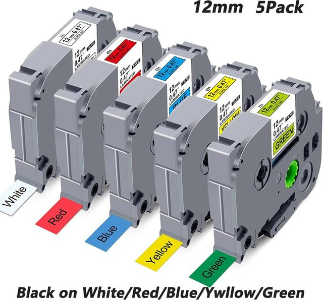 Brother Tze-Band Etikettenband Schwarz auf Weiß für P-Touch PTD220, Breite: 12 mm - Bild 1