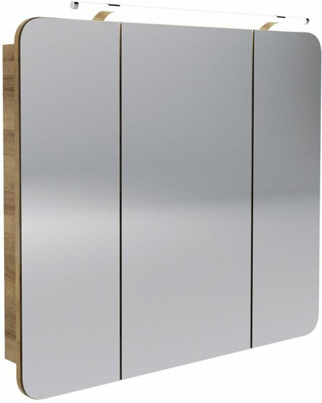 Fackelmann Spiegelschrank MILANO in Asteiche und Grau mit LED-Beleuchtung und Softclose-Türen, B/H/T: 89,9 x 78 x 15,8 cm - Bild 4