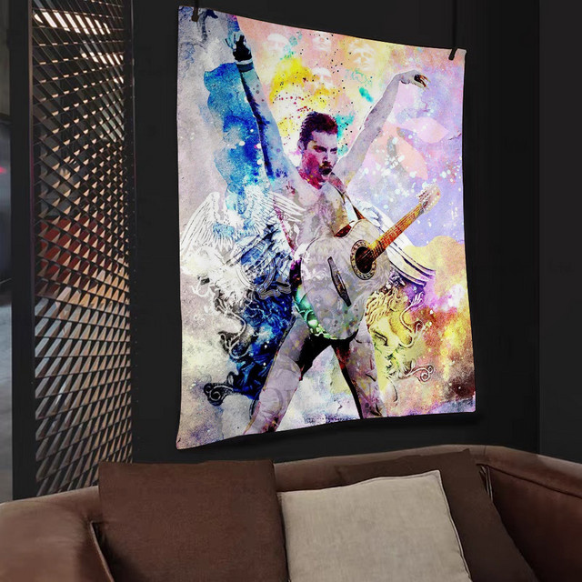 Mesuca Freddie Mercury Wandbehang Portrait Boho Wanddeko Mehrfarbig Breite: 70 cm, Höhe: 50 cm - Bild 1