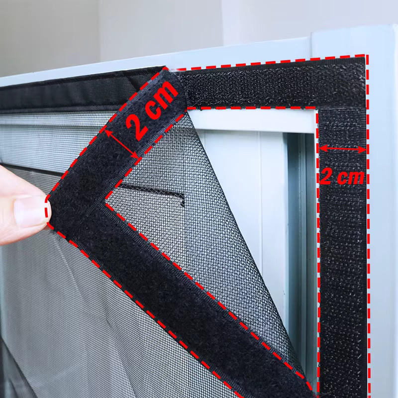 DTGJ Moskitonetz für Fenster, selbstklebend und wiederverwendbar, schwarzes Anti-Mücken-Fenstergitter aus Tüll, anpassbar und waschbar - Bild 3
