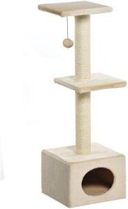 AniOne Kratzbaum Stella in Beige mit Höhle und Sisal-Elementen, H: 110 cm, B: 35 cm, T: 35 cm - Bild 1