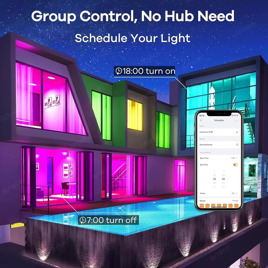 Tuya Smart LED Glühbirne E27 RGB Multicolour mit Wifi und Bluetooth, kompatibel mit Alexa und Google Assistant - Bild 6