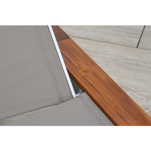 Merxx Gartenliege Naxos aus Aluminium, Akazie und Textil in Silber, Grau und Beige, B/T/H: 198,0 x 103,0 x 76,7 cm - Bild 2