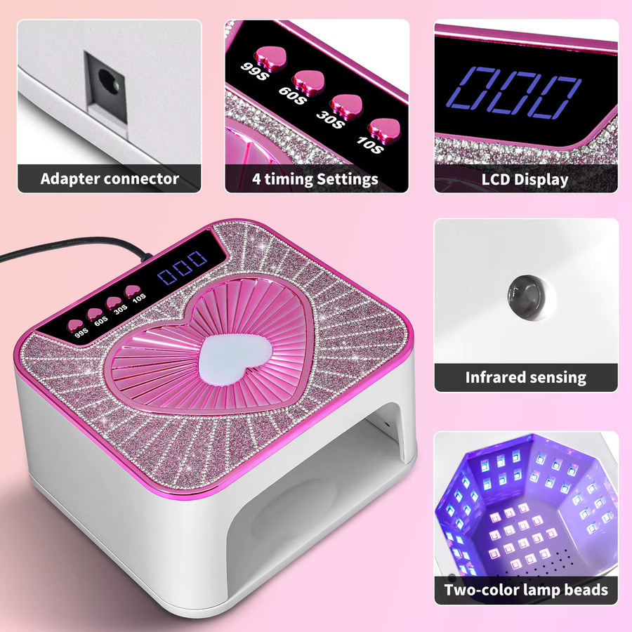Limegirl UV LED Nagel Lampe, Herzform, 45 LEDs, Glänzend, Unisex - Bild 1
