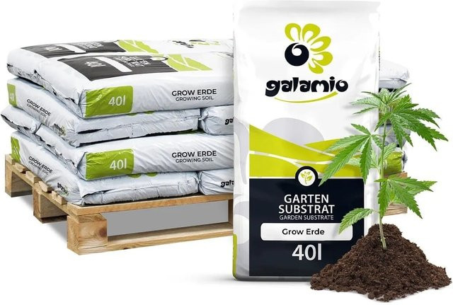 Galamio Grow Erde für Cannabis, Grünpflanzen und Palmen, 12 x 40 l (Gesamtvolumen: 480 l) - Bild 1