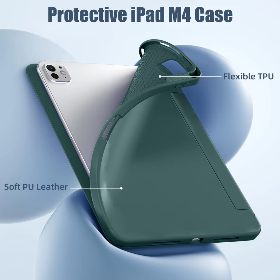 Tzion Slim Stand Soft Back Shell Smart Cover Hülle für iPad Pro 11 Zoll M5/M4 2025/2024 (6./5. Generation, Grün) - Bild 4