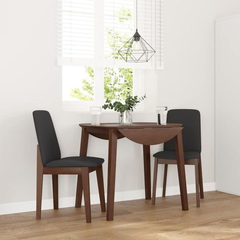 Set aus 2 Esszimmerstühlen mit Kissen aus Massivholz Gummibaum in Braun und Schwarz von vidaxl im klassischen und modernen Design - Bild 1