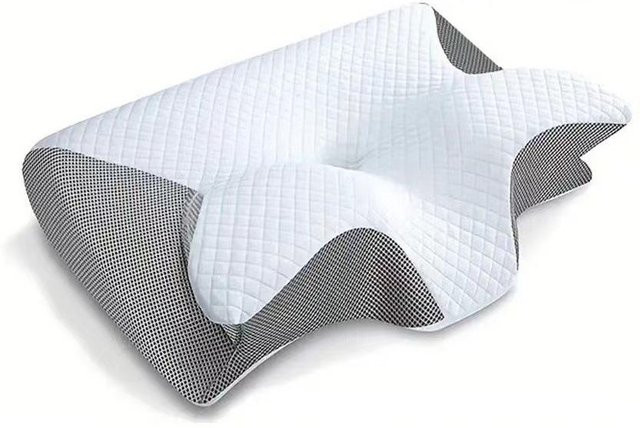 Marll Schmetterlingskissen aus Memory Foam in Grau und Weiß mit Nulldruck-Effekt und ergonomischer Konturierung - Bild 1