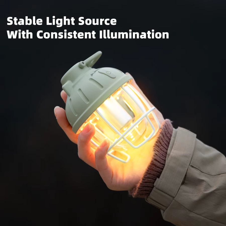 BISINNA Camping-Laterne in Grün, wiederaufladbare Zeltleuchte mit 1800 mAh und 130 Lumen, wasserdichte Outdoor-Notfalllampe mit Haken und warmweißem Licht - Bild 5