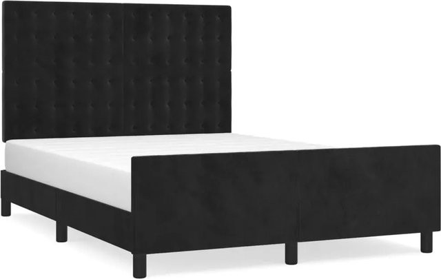 vidaXL Bettgestell mit Kopfteil aus Samt in Schwarz, B/T/H: 140 x 200 x 146 cm - Bild 1