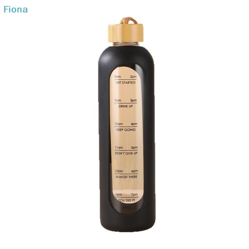 Motivierende Glas-Wasserflasche von superme live mit Zeitmarkierung, Silikonhülle und Bambusdeckel, 1000 ml - Bild 2