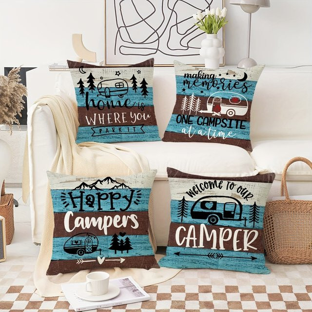 VIKAMA Camping-Kissenbezug im Landhausstil, dekorativer Kissenbezug in Multicolour für Sofa, Wohnmobil und Schlafzimmer, Breite: 30 cm, Höhe: 30 cm - Bild 1