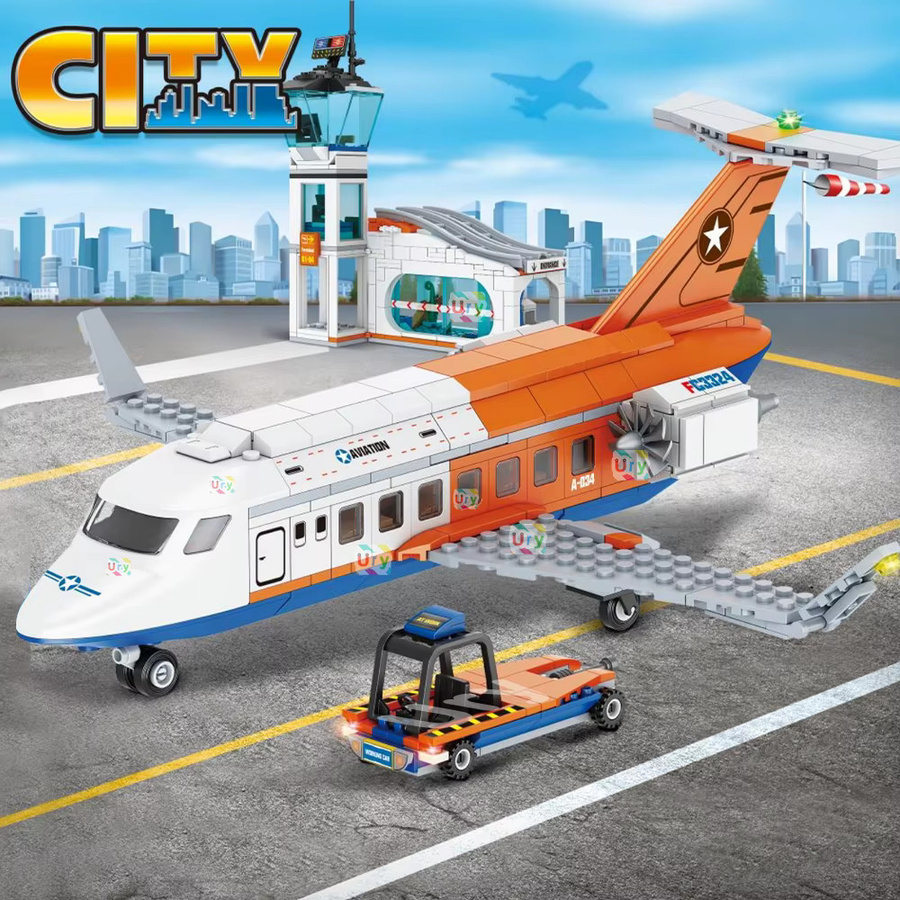 SLUBAN 3in1 Stadt Luftfahrt Fracht Flugzeug Hubschrauber Flughafen Airbus Flugzeug Control Turm DIY Bausteine Spielzeug Set - Bild 3