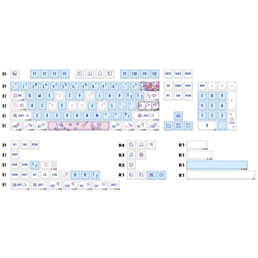 KPREPUBLIC Hasen-Tastenkappen mit Sublimationsdruck aus dickem PBT MDA für mechanische Tastaturen, Multicolor - Bild 2