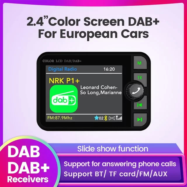 AUTOSHARK DAB-Radioempfänger für das Auto mit 2,4-Zoll-Bildschirm, GPS-Stereo-Sound, digitaler Signalantenne, AUX, TF-Karte und FM-Transmitter in Schwarz - Bild 1