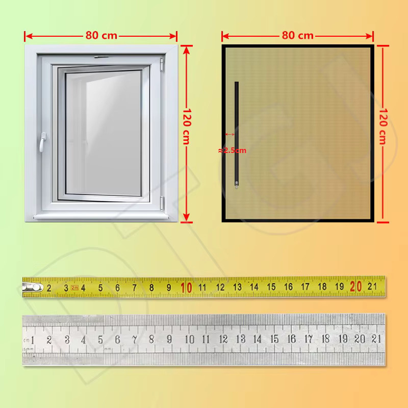 Schwarzes Fenster-Moskitonetz mit Griff und Reißverschluss aus Glasfaser-Tüll für Fenster und Oberlichter - Bild 2