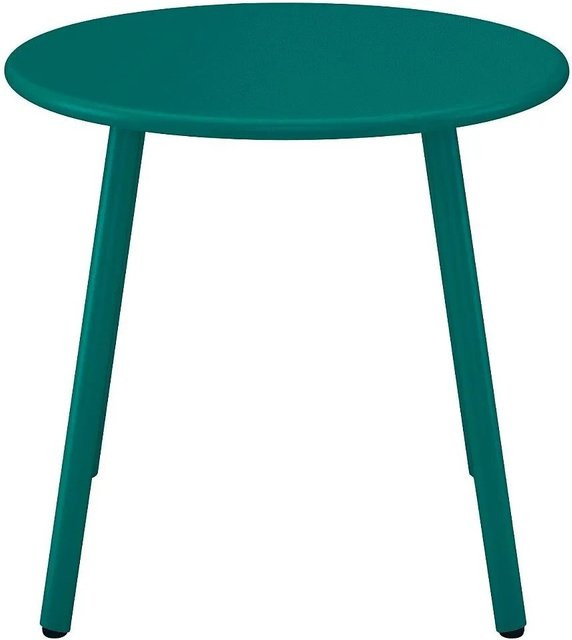 MYLIA Gartenbeistelltisch Mirmande aus Metall in Blaugrün, rund, Durchmesser: 50 cm - Bild 1
