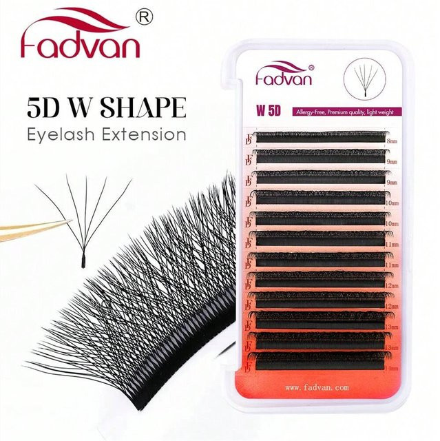 FADVAN 5D-Wimpernverlängerung, W-Form, 0,07 D, gebogen, Volumen-Fächerwimpern - Bild 1