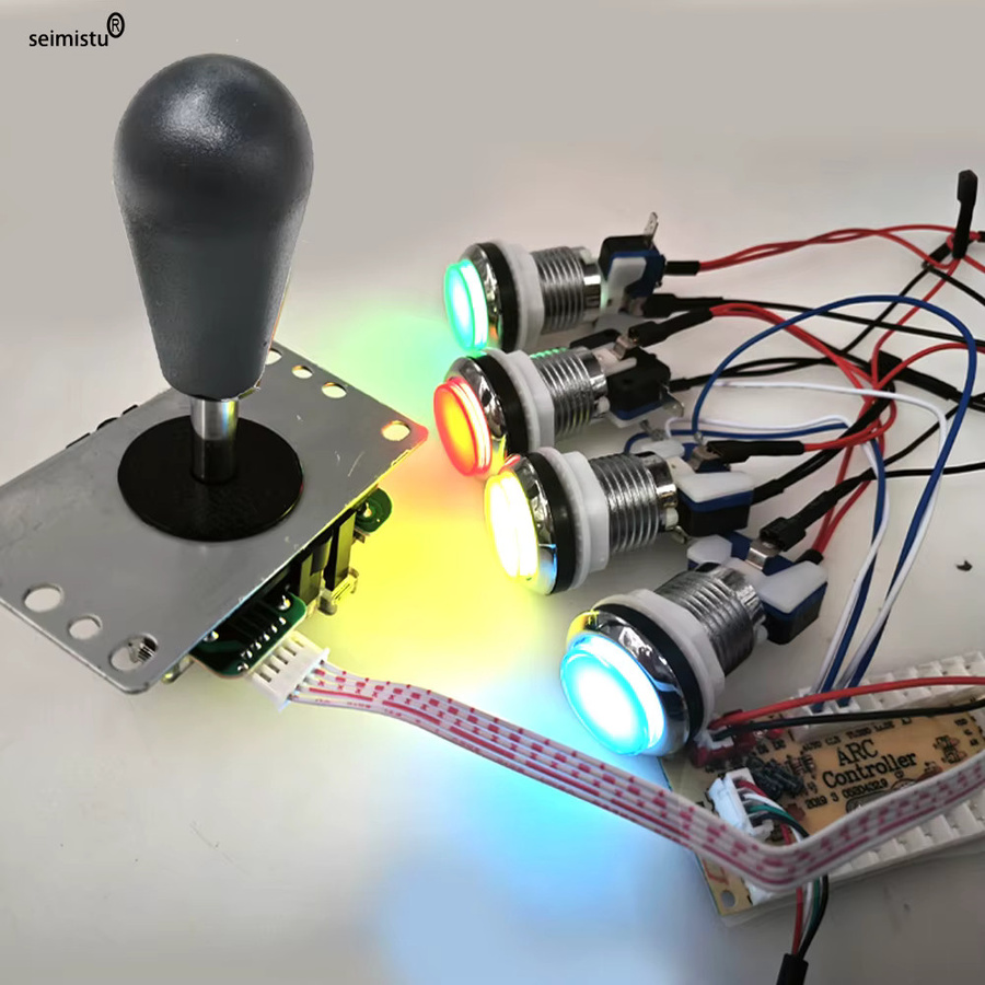 Himbeer Pi Arcade Joystick Spiel-Kit mit LED-Druckknöpfen, amerikanischem Joystick und USB-Null-Delay-Encoder, Multicolor - Bild 3