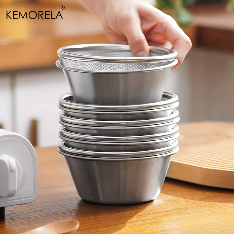 KEMORELA 2-in-1 Edelstahlsieb in Silber mit mikroperforiertem Netz, rund, spülmaschinenfest - Bild 3